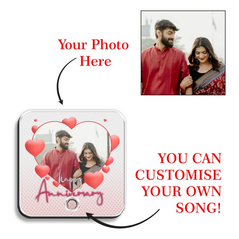 Personalized Happy Anniversary Musical Fridge Magnet for Home & Refrigerator Door Decor for Parents, Husband Wife, Bhaiya & Bhabhi Music Player